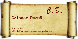 Czinder Dezső névjegykártya